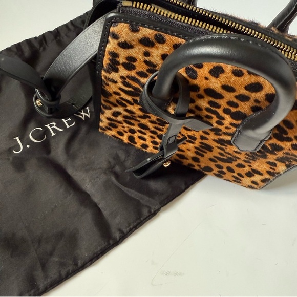 J.Crew Calf Hair Leather Mini Satchel Black Gold Hardware - Picture 6 of 6